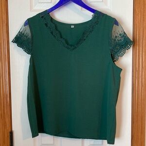 Green Lace Trim Top